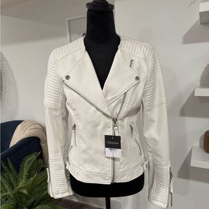 NWT‼️TOPSHOP Women's Luna White Biker Moto Jacket -Size 6
